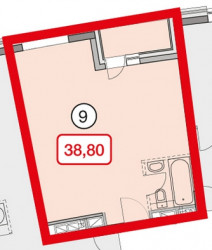 Однокомнатная квартира 38.8 м²