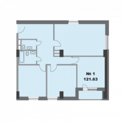 Трёхкомнатная квартира 124.22 м²